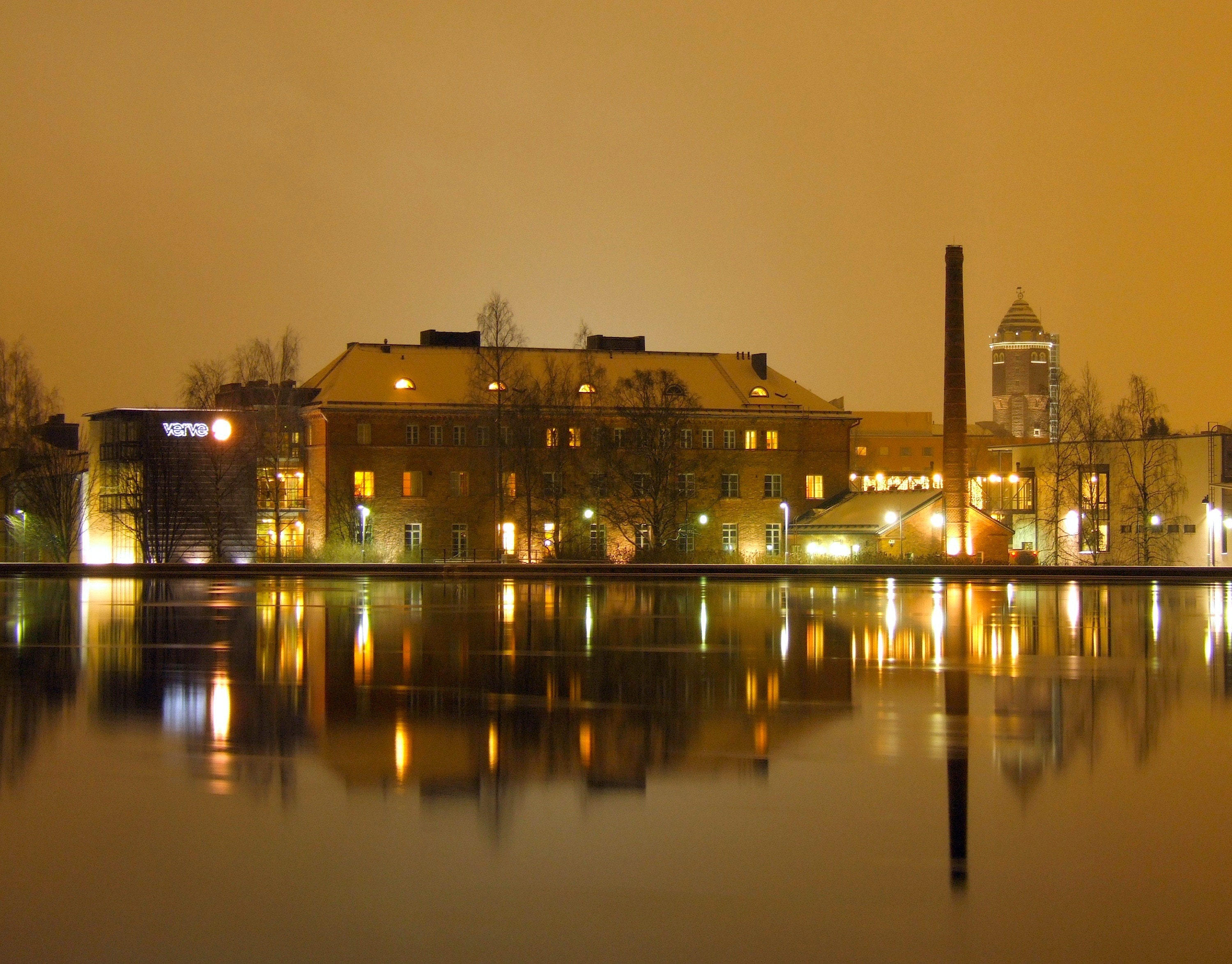 Night, Finland, Cities, City, Oulu, illuminated, night