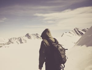 Mountain, Summit, Solid, Jungfraujoch, snow, one person thumbnail