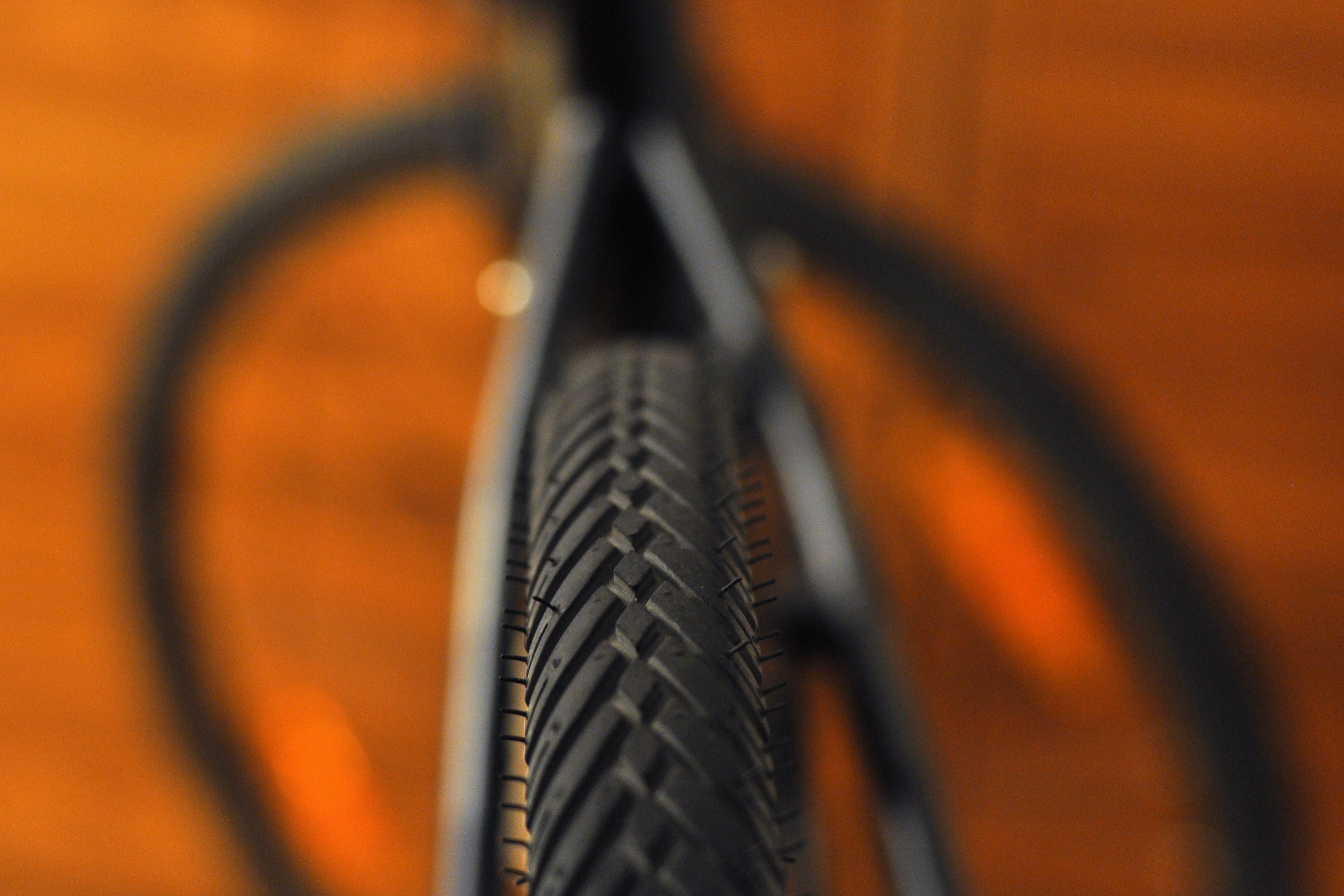 focus photograph on bicycle tire