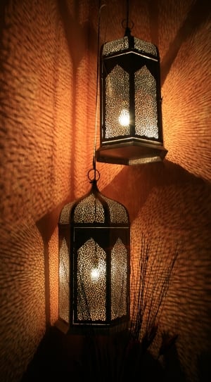 two gray and black lantern lamp thumbnail
