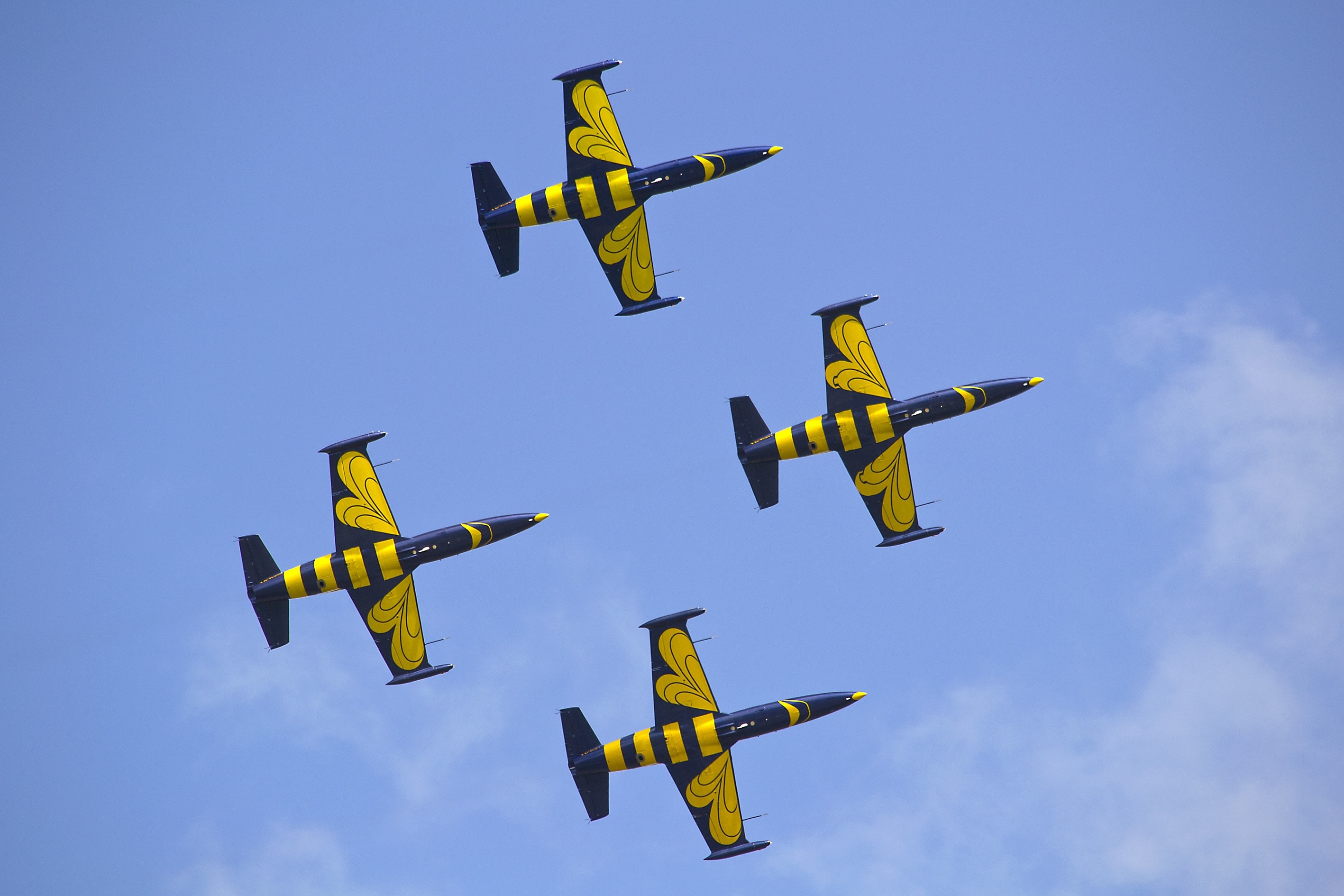 4 yellow and grey aircraft