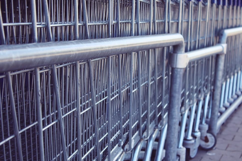 stack of gray shopping carts preview