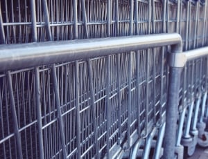 stack of gray shopping carts thumbnail