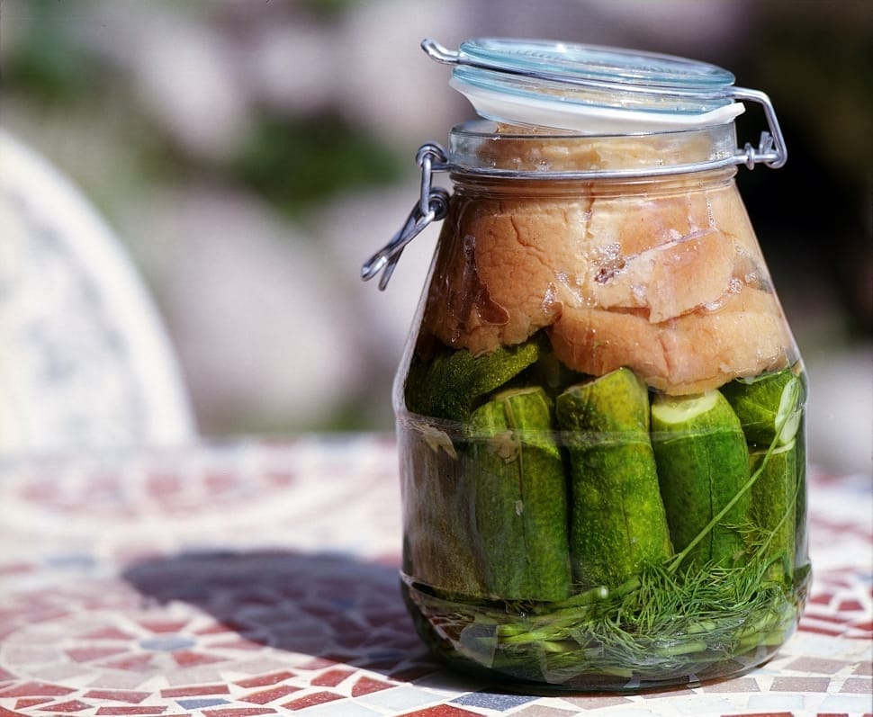 preserved cucumber and meat in a canister preview