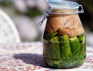 preserved cucumber and meat in a canister thumbnail