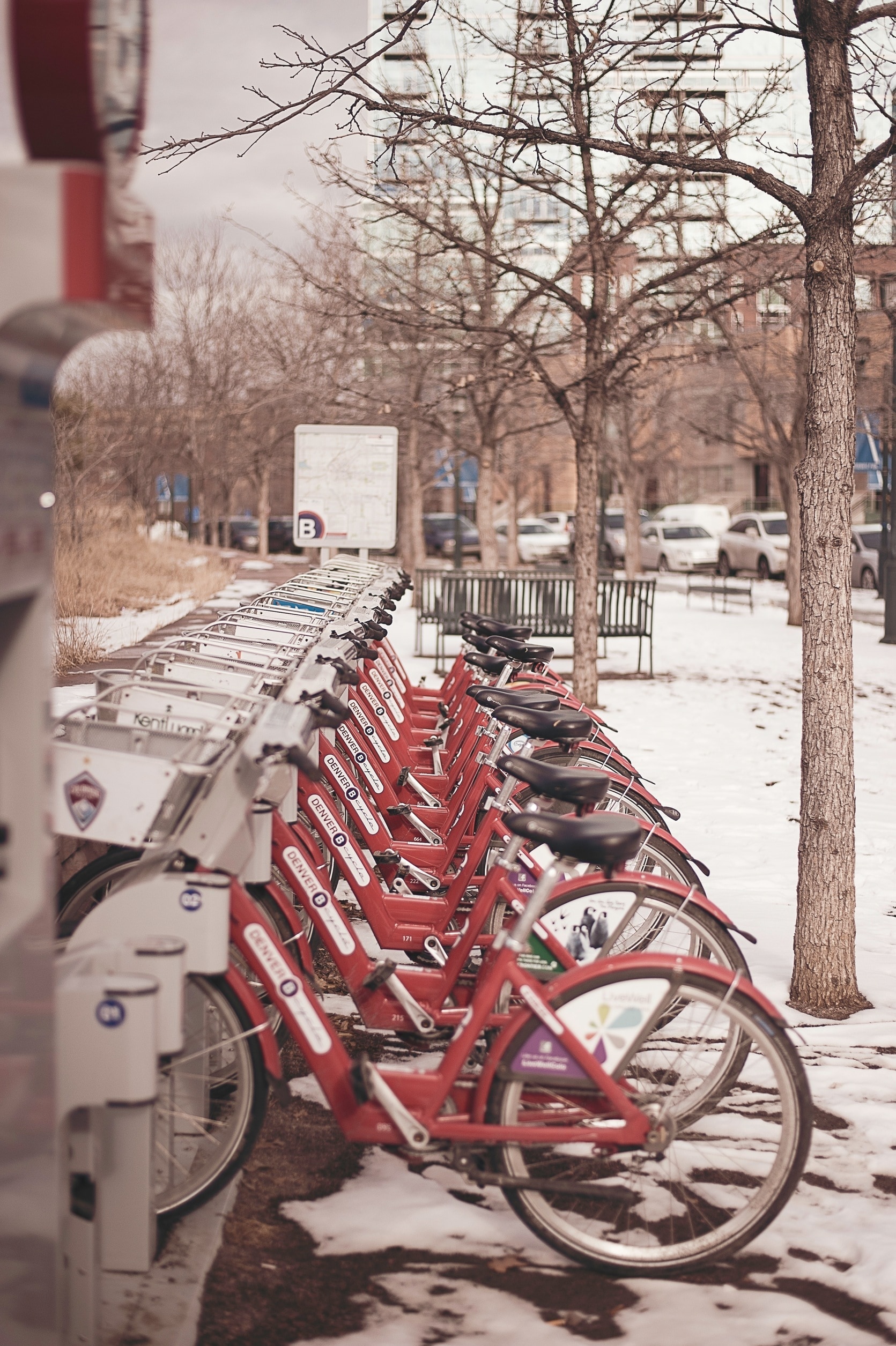 Bikes, Winter, City, Denver, Bicycles, no people, outdoors