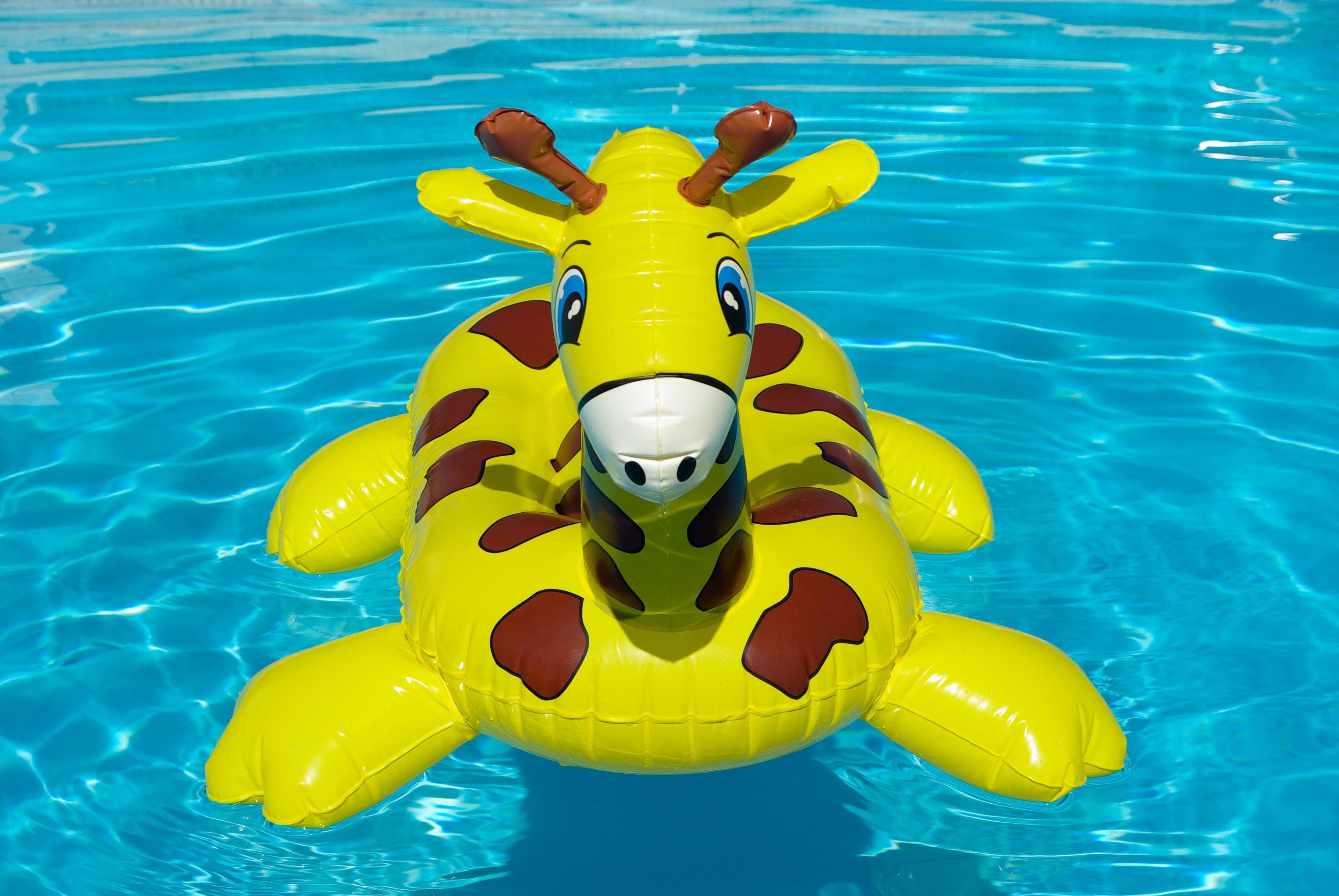 yellow and red giraffe inflatable