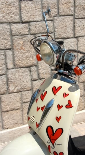 white and red heart floral motor scooter thumbnail