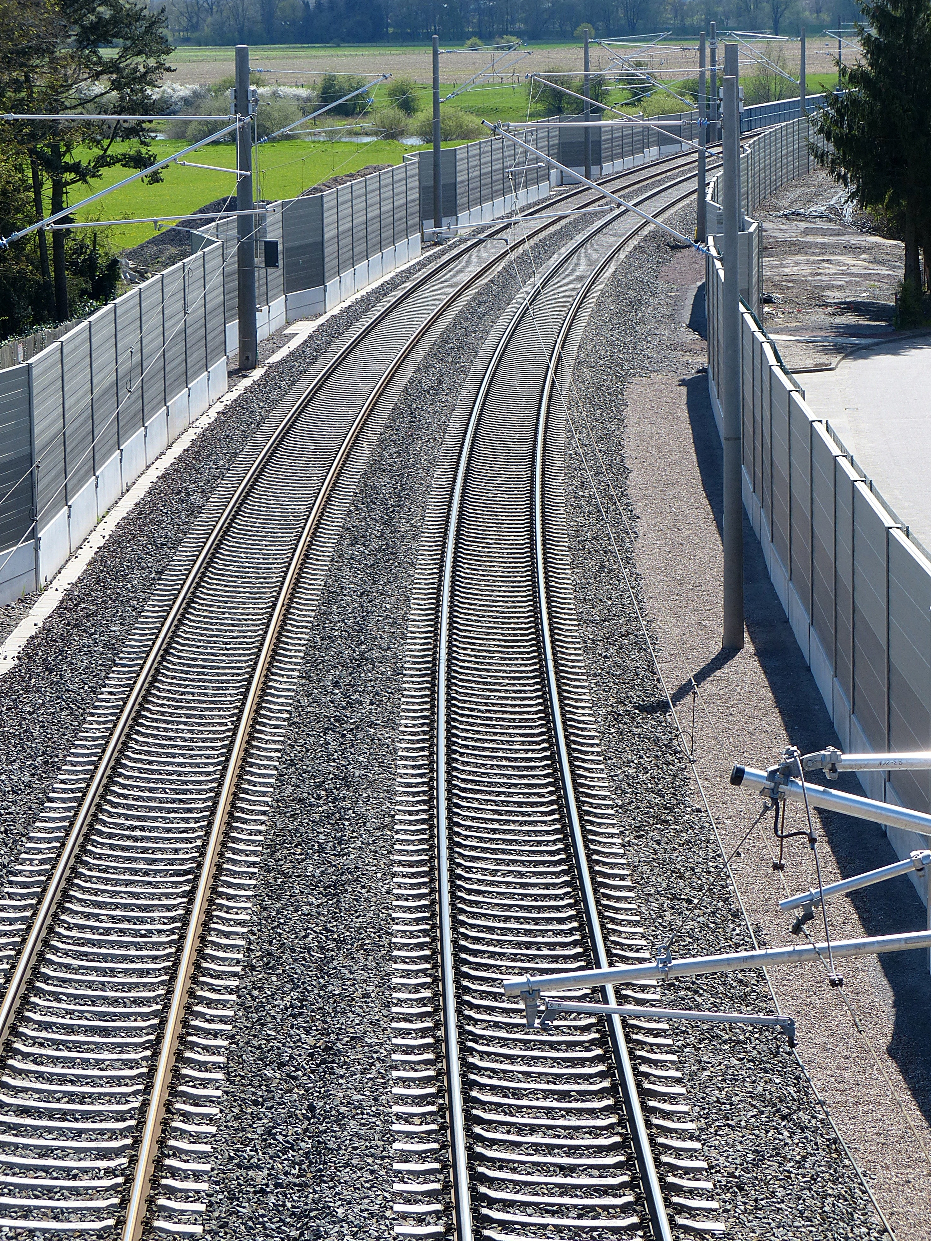 Gleise, Noise Barrier, Train, railroad track, rail transportation