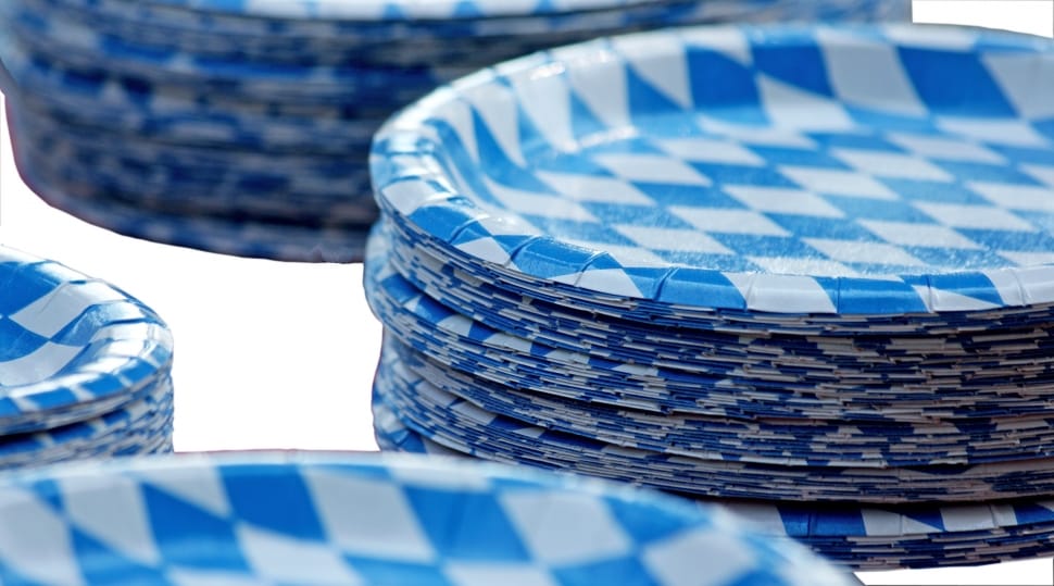 white and blue paper plate lot preview