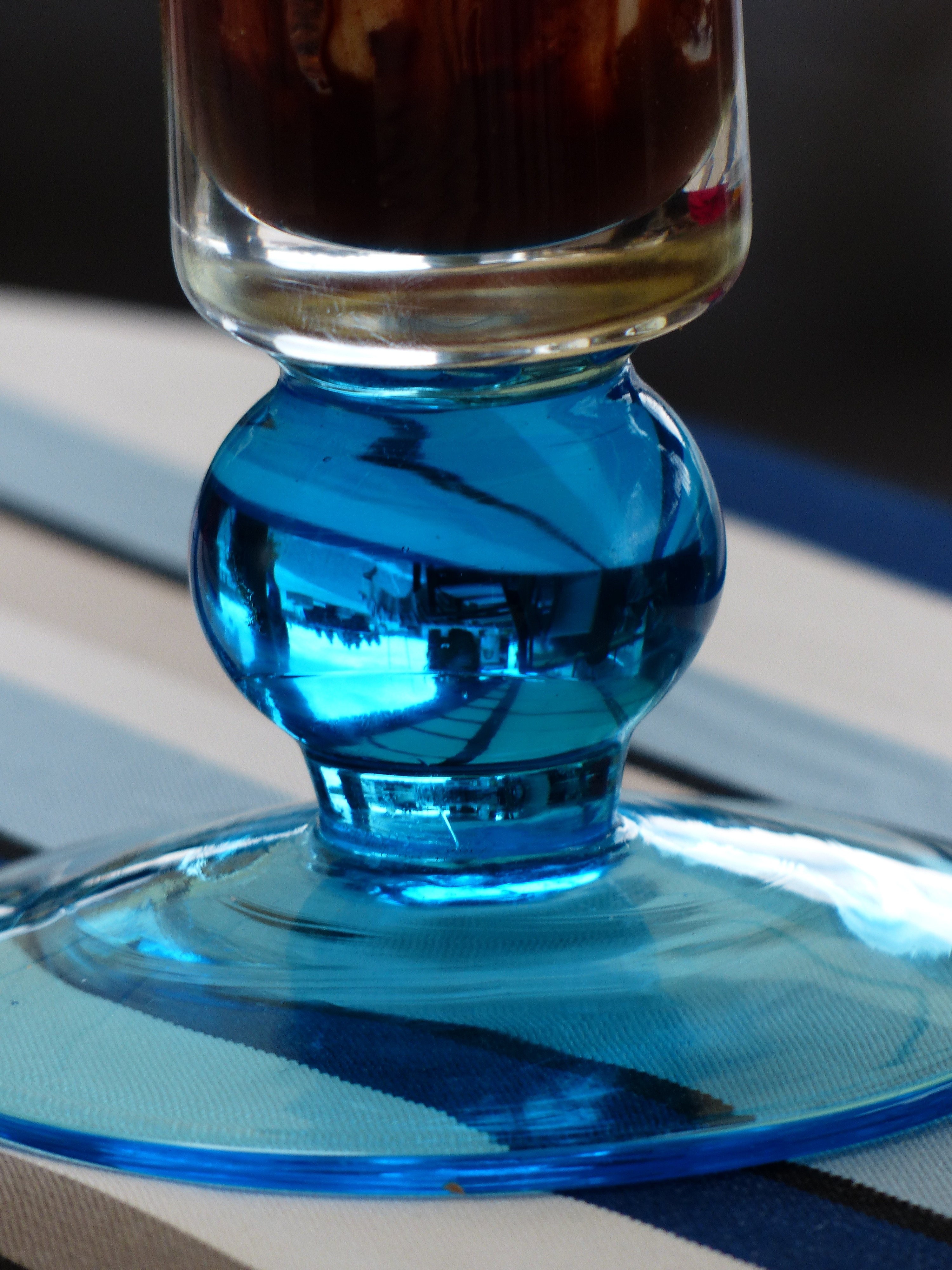 blue and clear glass container