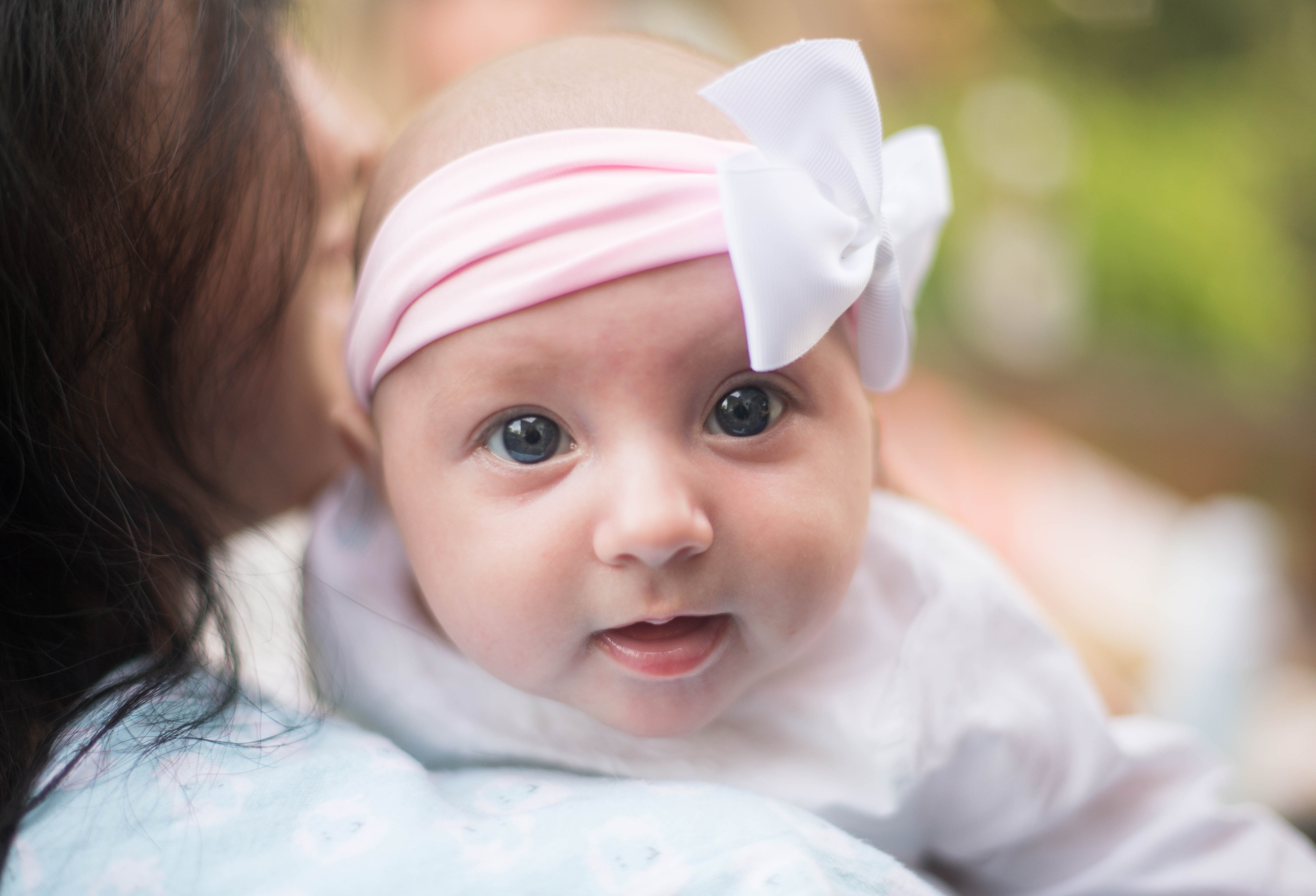 1920x1080 wallpaper | baby wearing pink headband' white textile photo ...