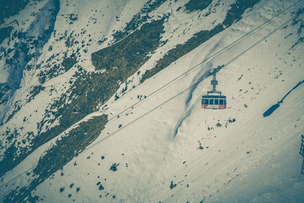 snow during winter with cable cart preview
