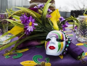 purple petaled flowers and floral mask thumbnail