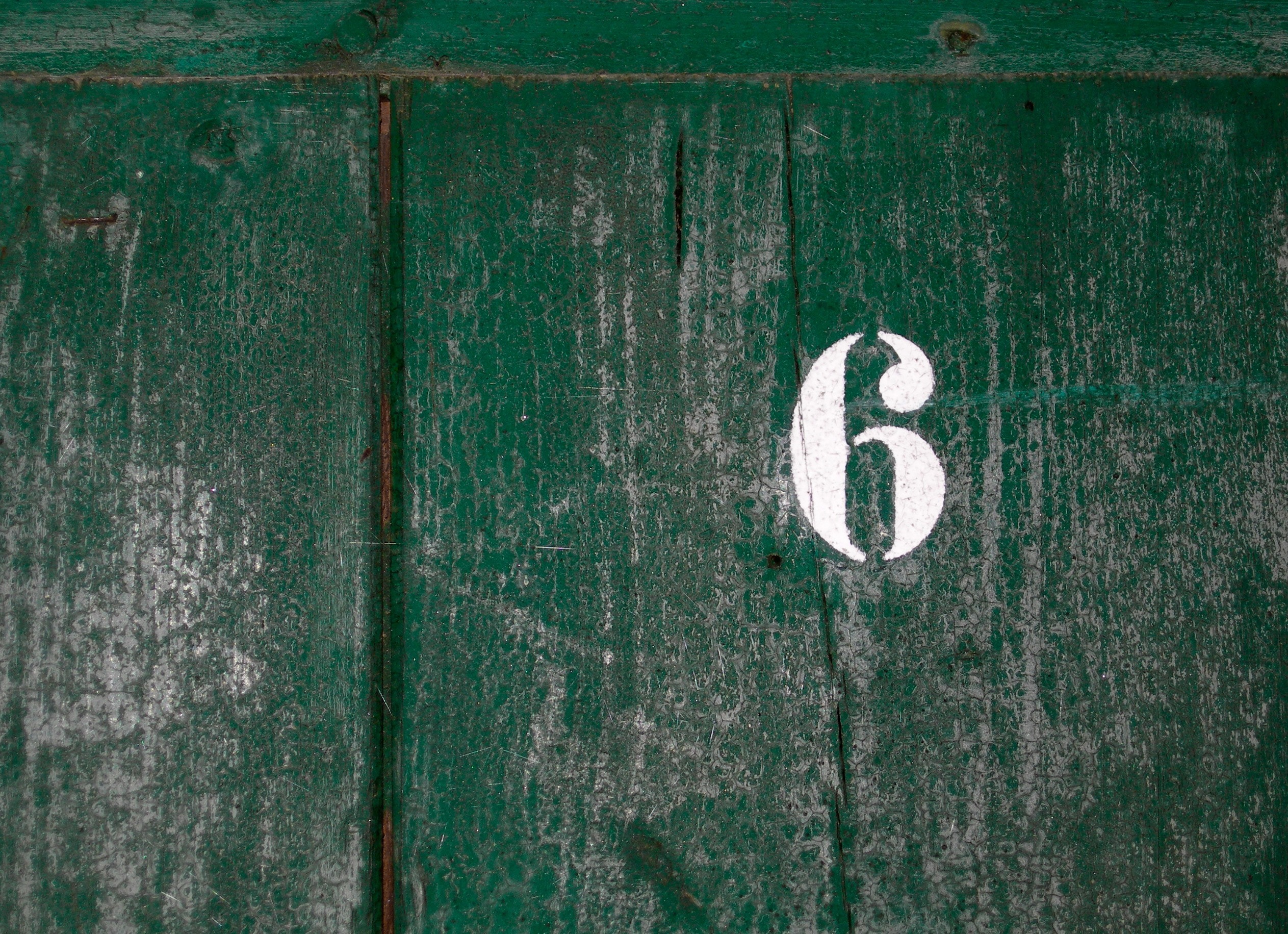 Number, Wooden Door, Door, Six, Wood, door, green color