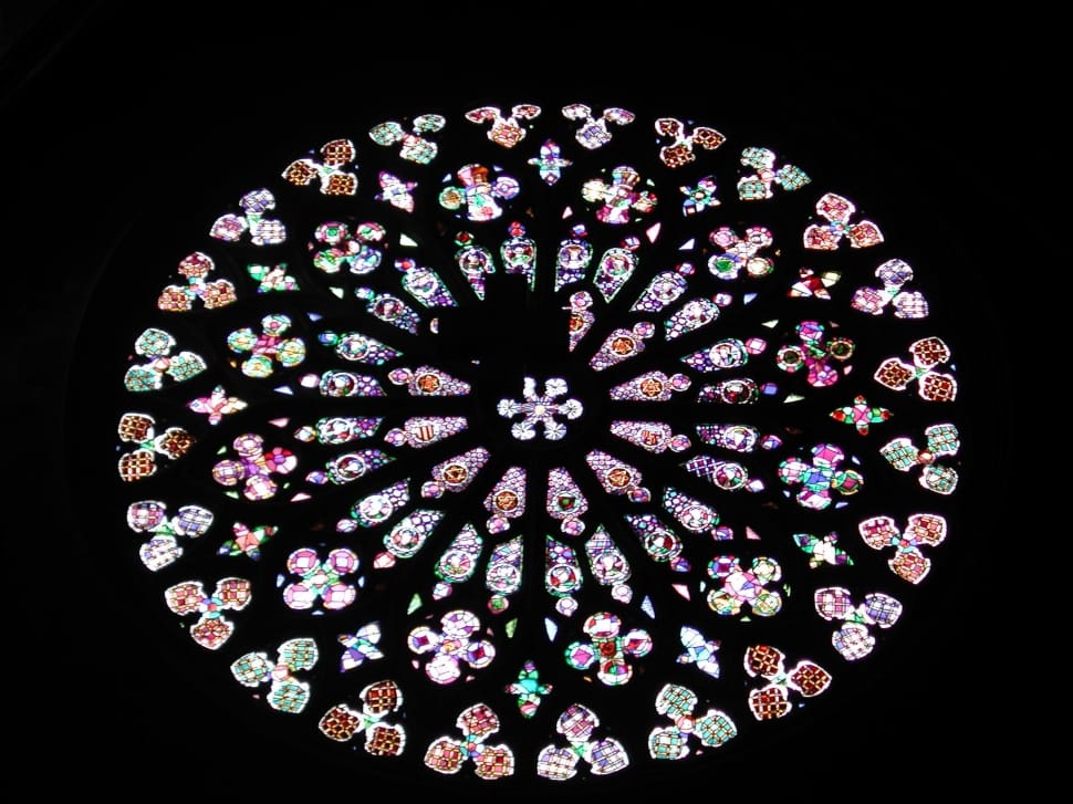 Barcelona, Heritage, Rose Window, Spain, multi colored, black background preview