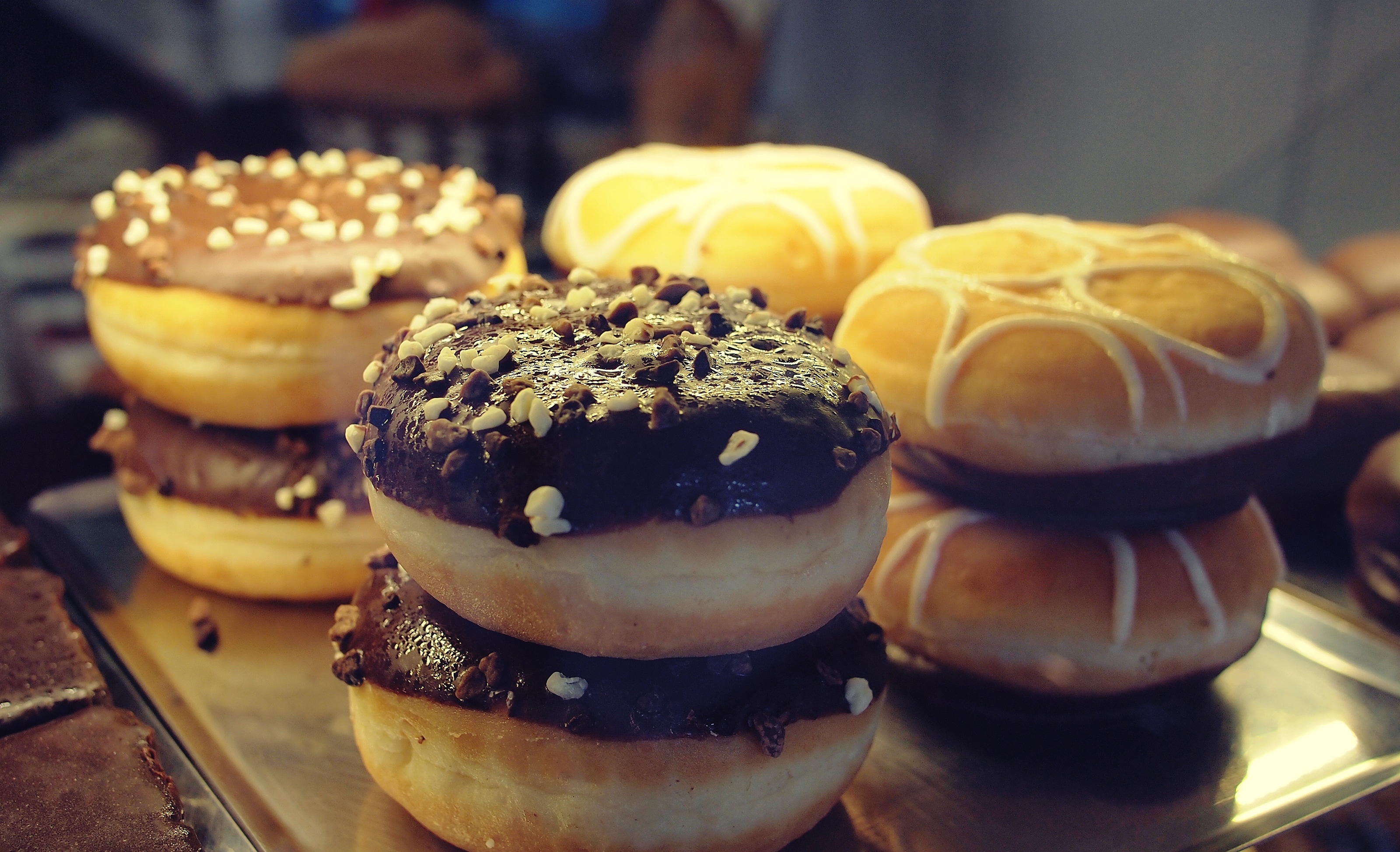 brown and black doughnuts