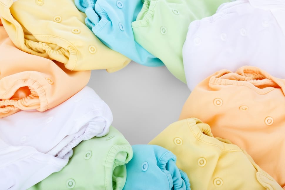 yellow, blue, green, and white cloth diapers preview