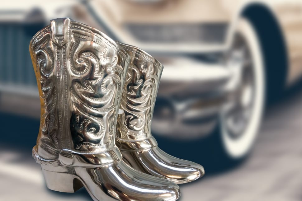 silver floral cowboy boot accessory preview