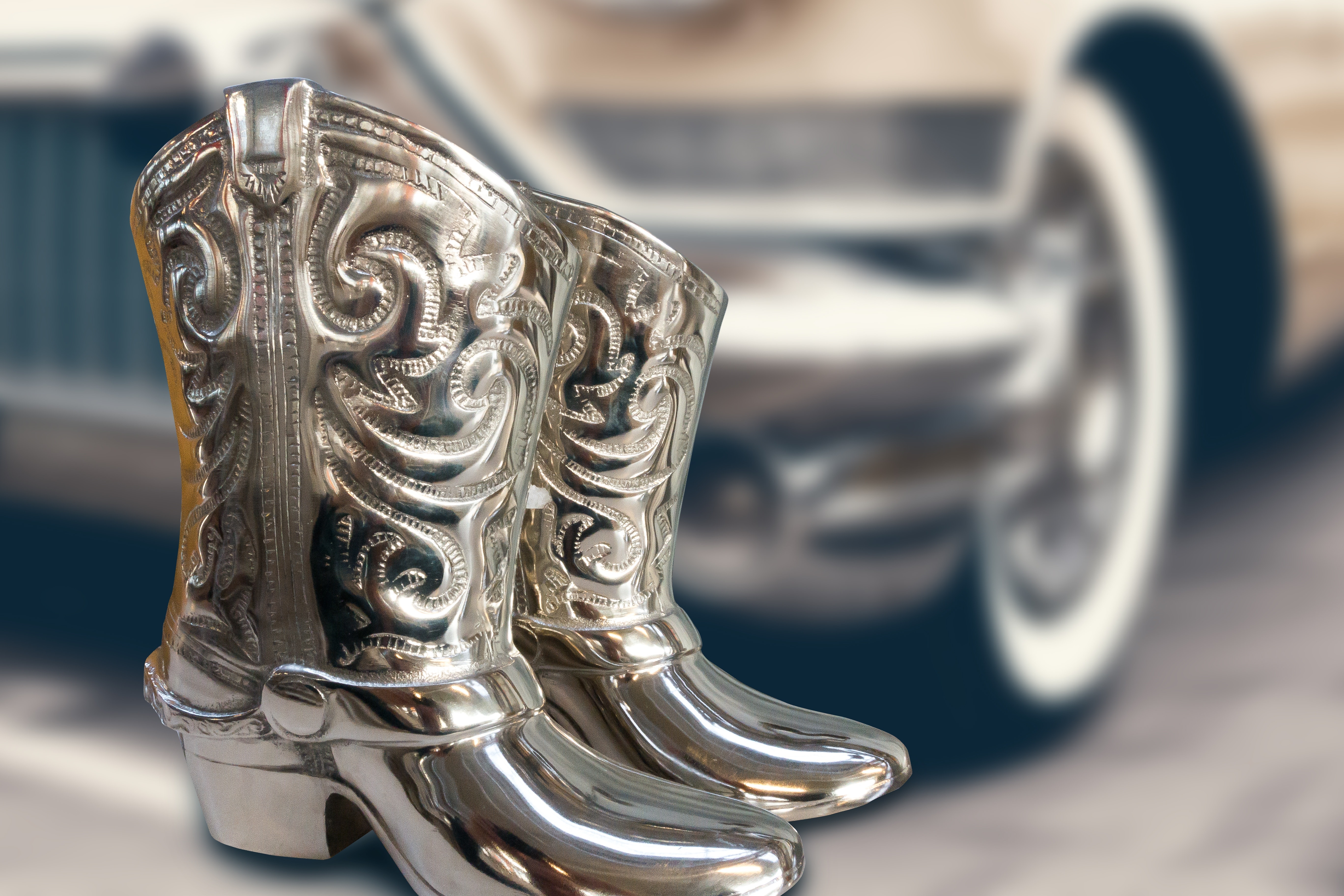 silver floral cowboy boot accessory