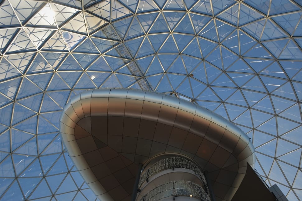 worm's eye view of curtain wall dome structure preview