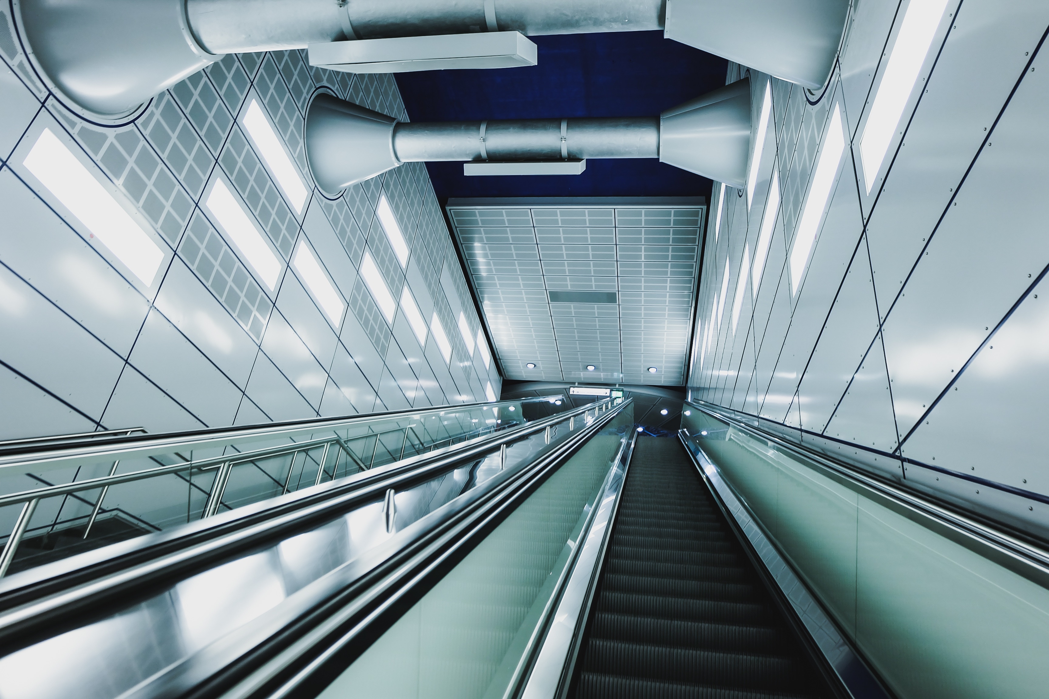 escalator low angle photograph