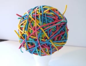 multicolored rubber band ball thumbnail