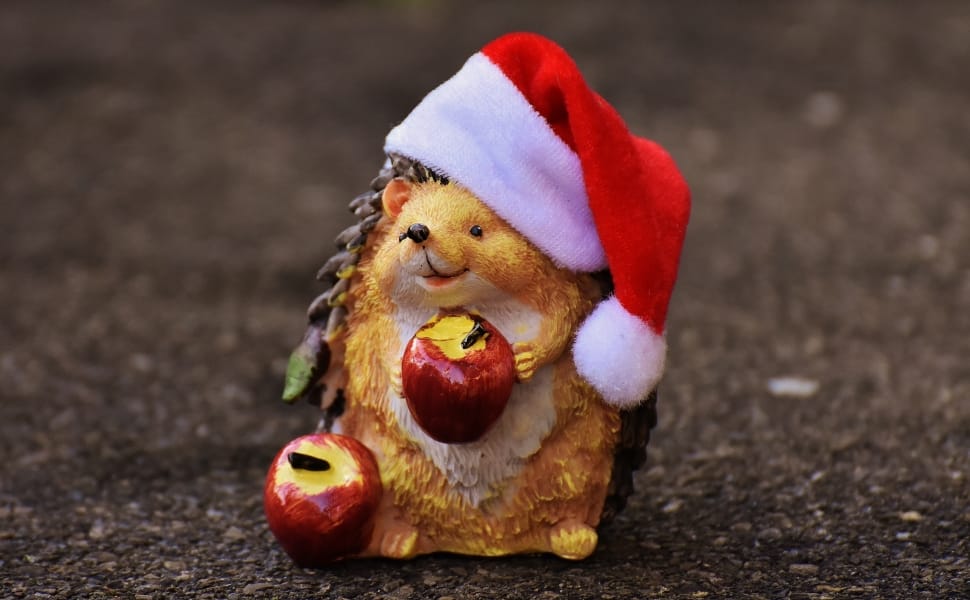 hedgehog with santa hat figurine preview