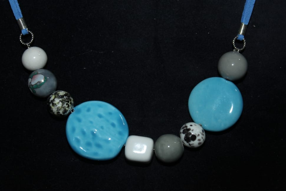blue and gray beaded necklace preview