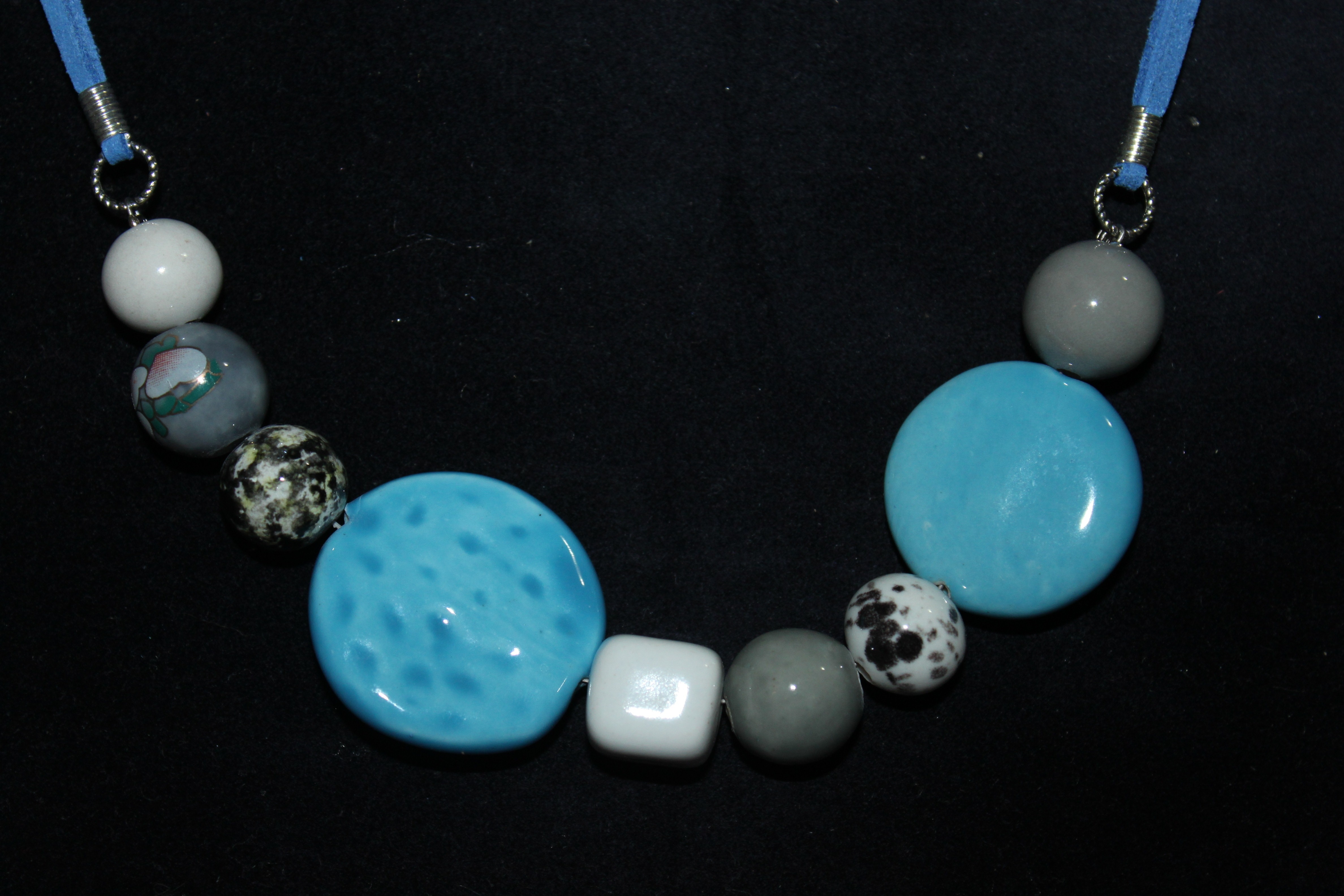 blue and gray beaded necklace