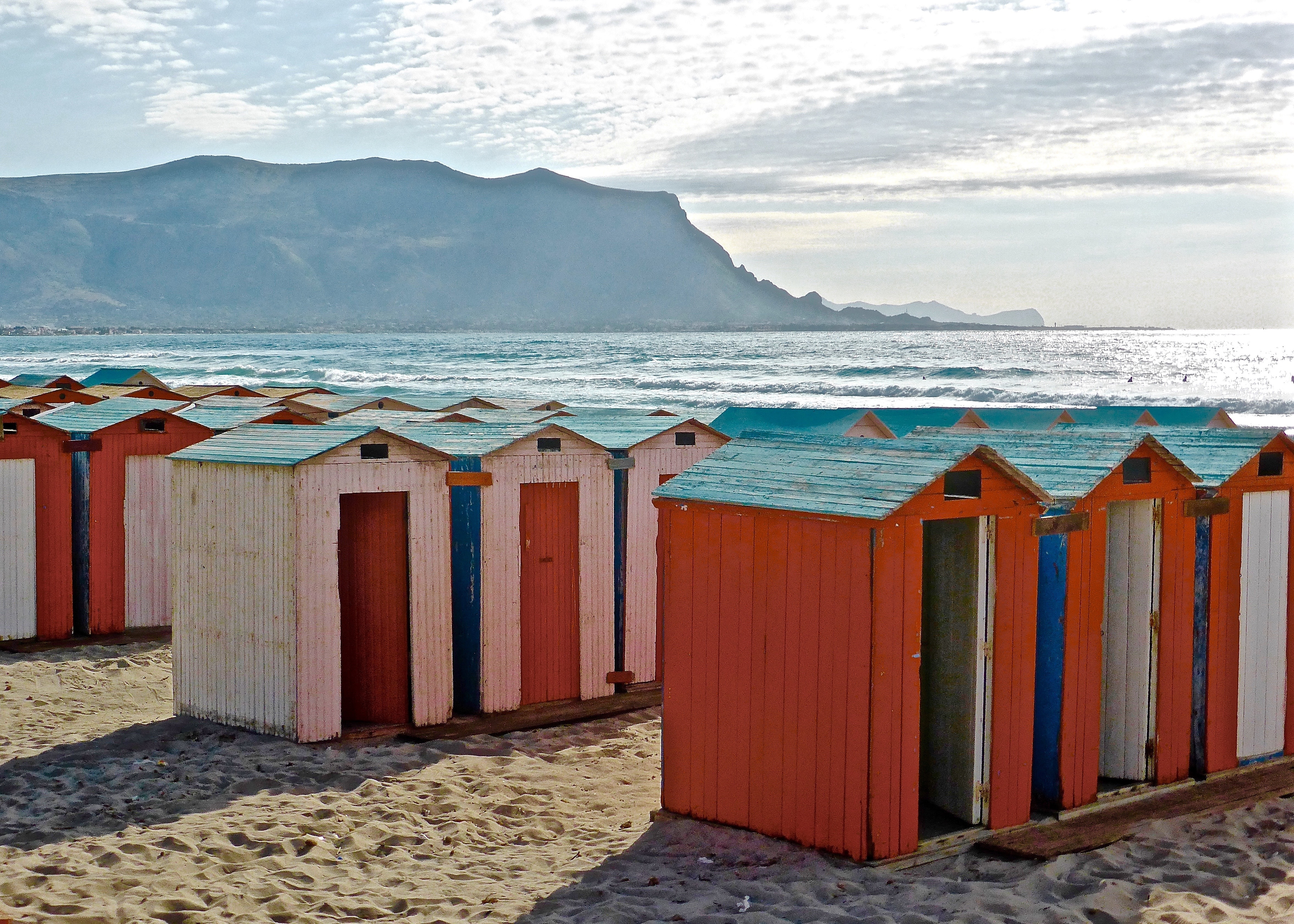 Huts, Colorful, Seaside, Sicily, Beach, beach, sand