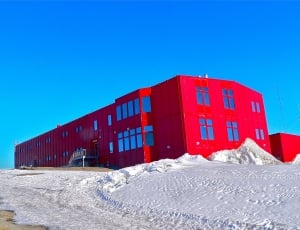 Research Station, Red, Building, red, winter thumbnail