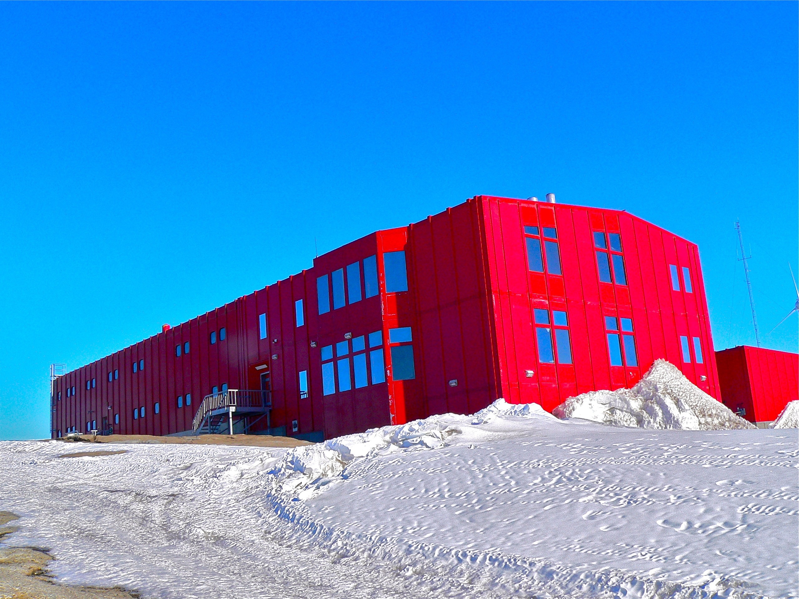 Research Station, Red, Building, red, winter