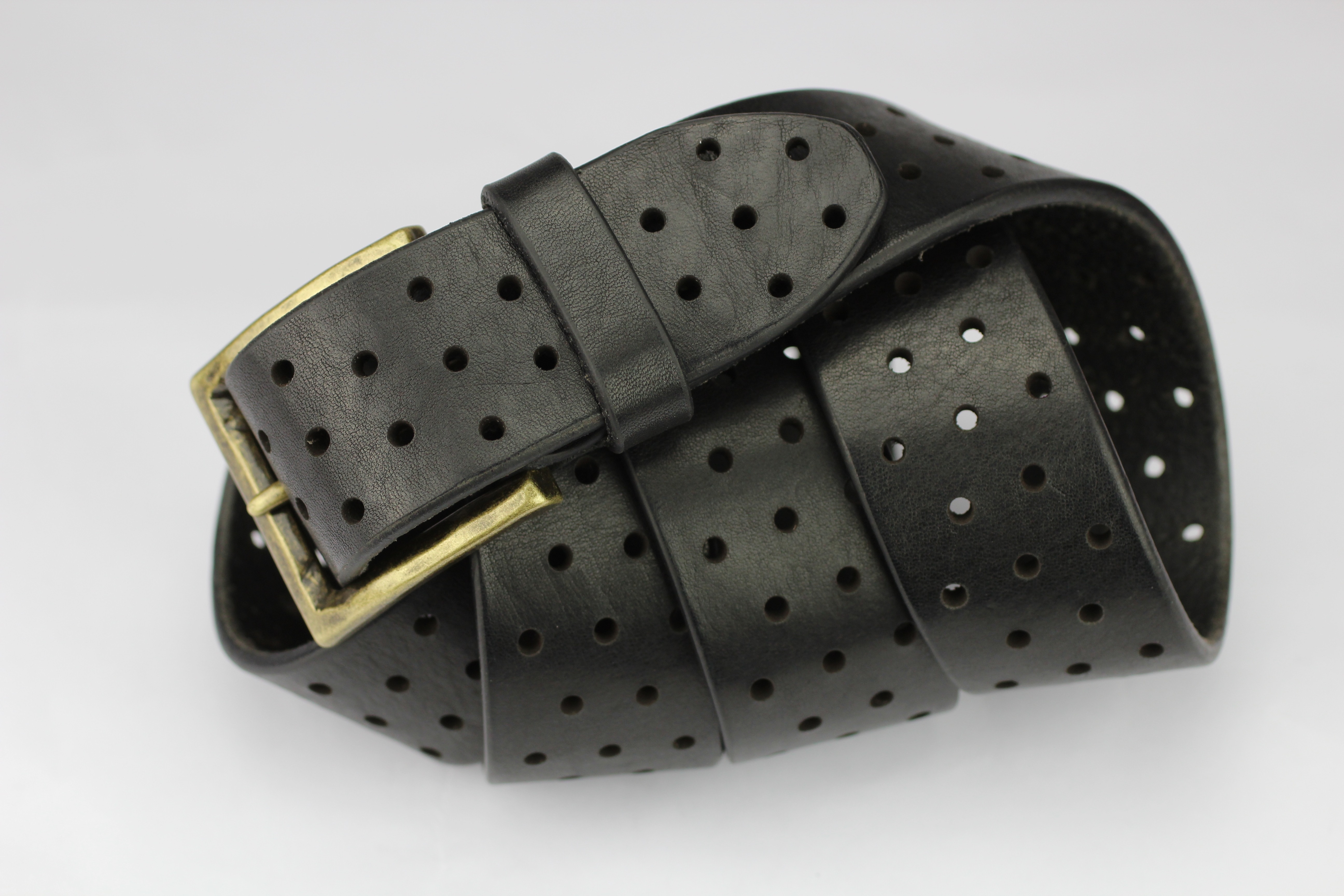 black mesh leather belt