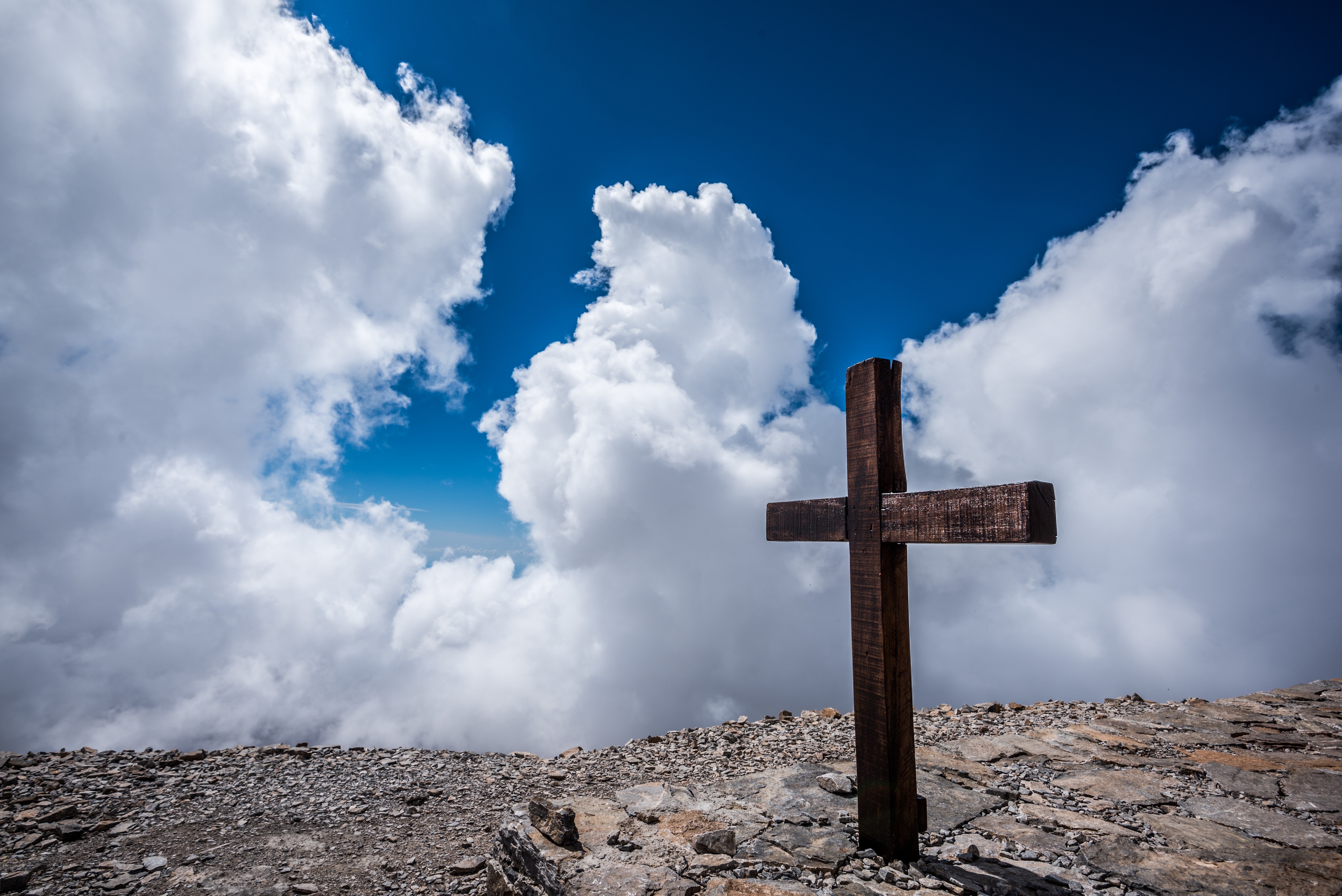 cross, wood, clouds, sky, religion, cross
