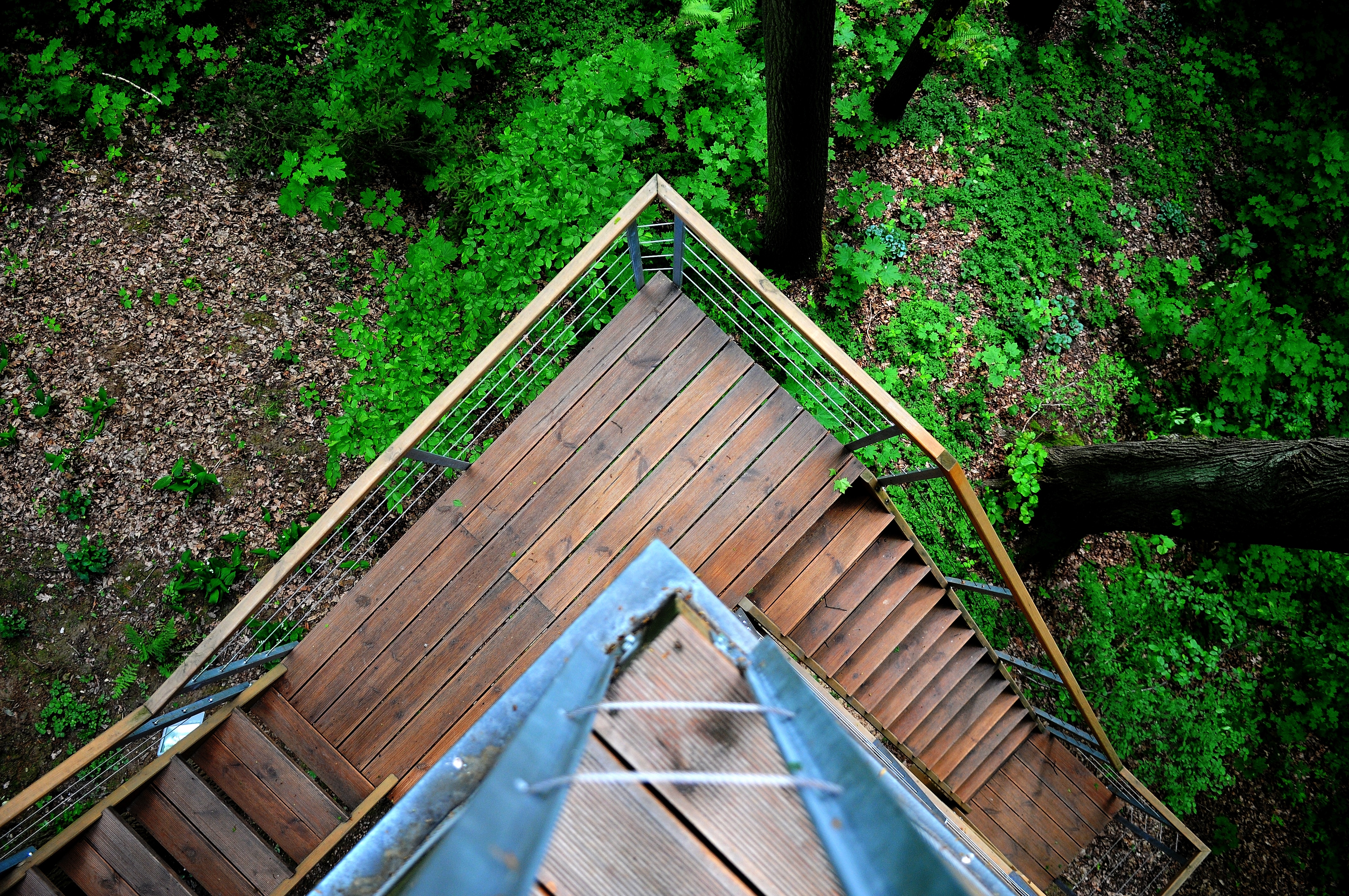 brown wooden ladder high angle photography