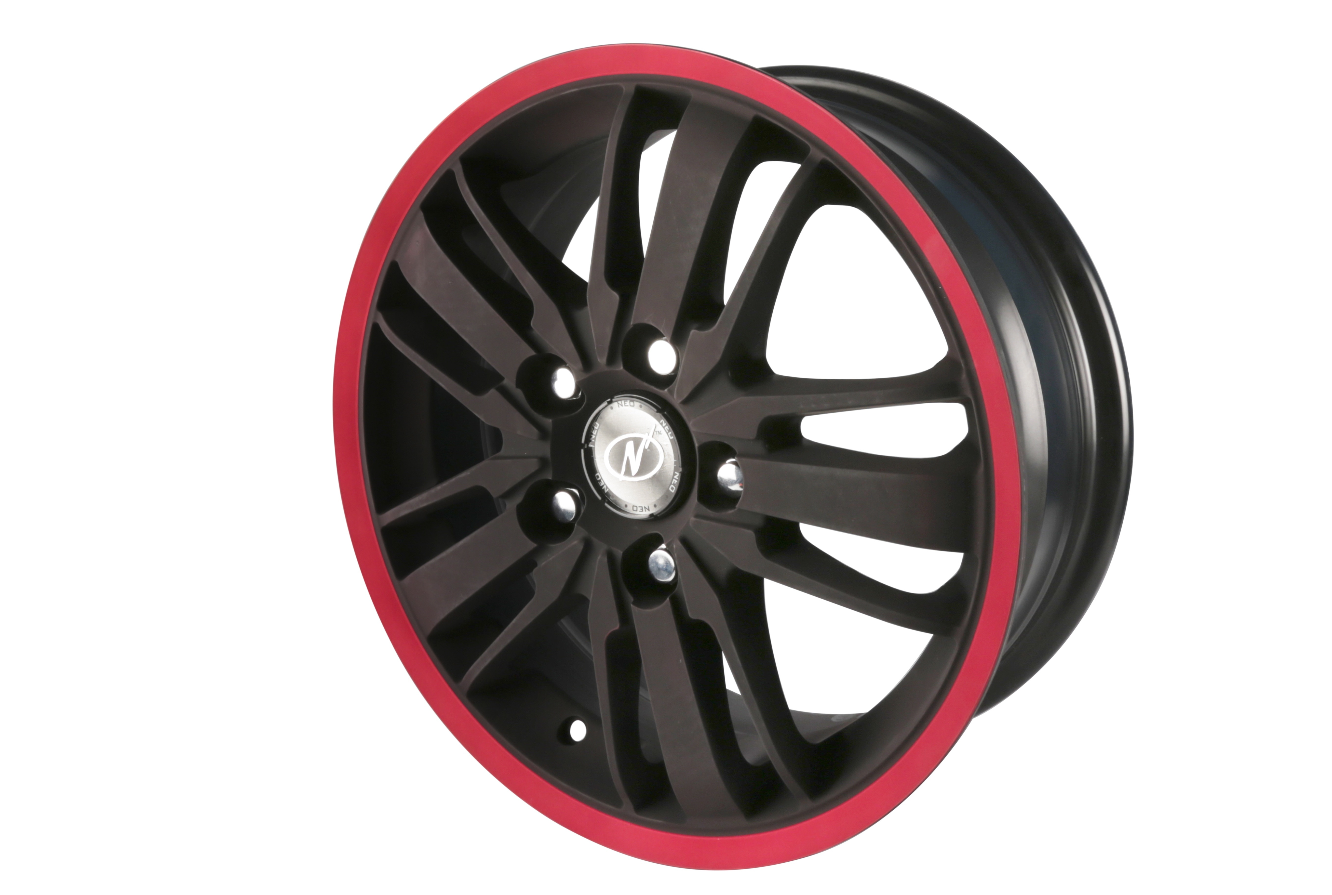 black and red 5 spoke auto wheel
