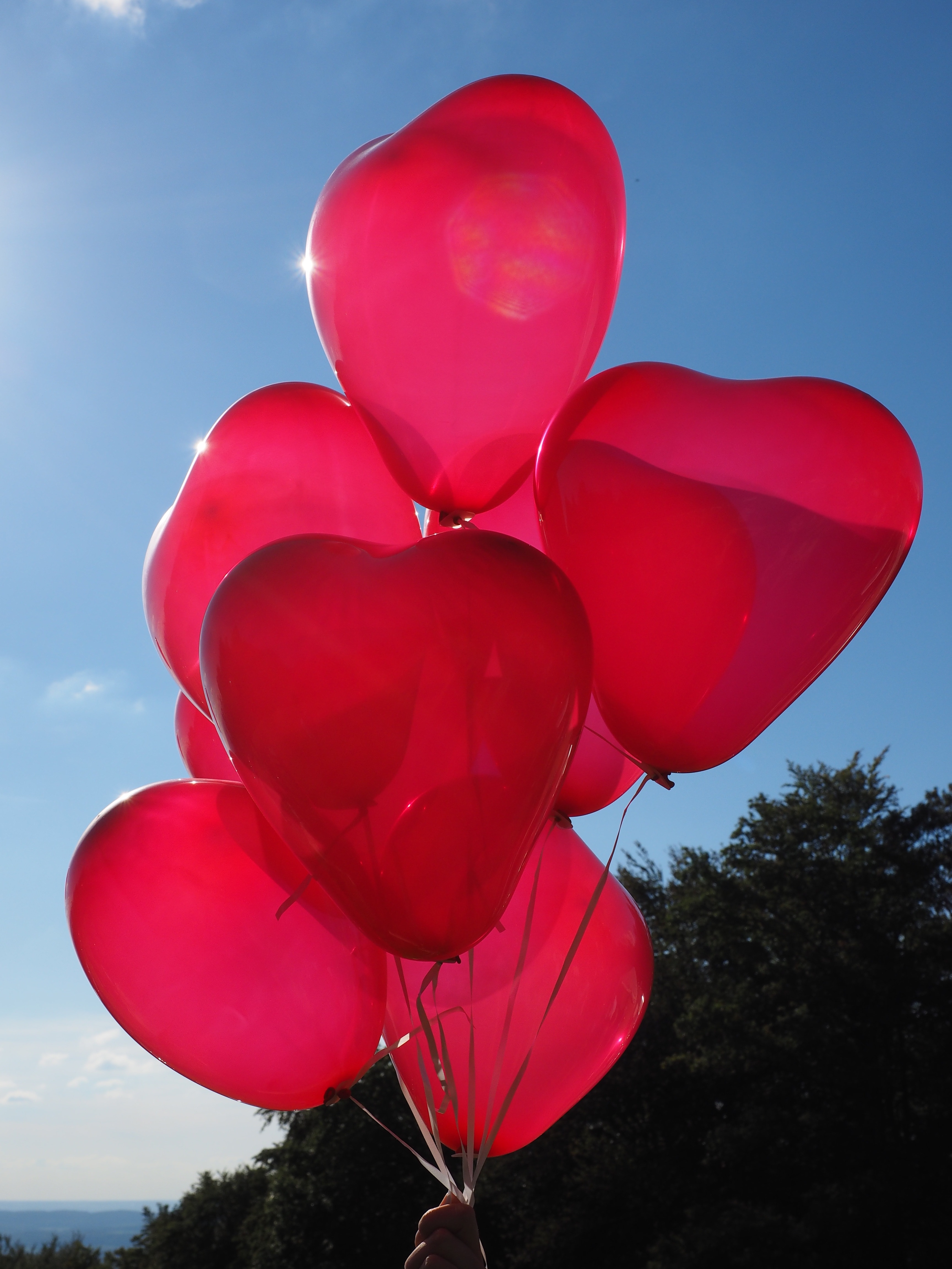 red plastic heart balloon lot