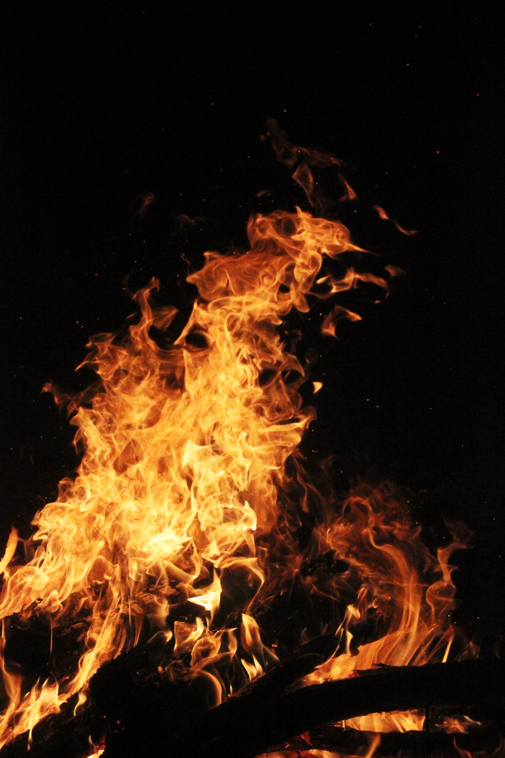 The Bonfire, Night, Sparks, Flame, Wood, heat - temperature, flame