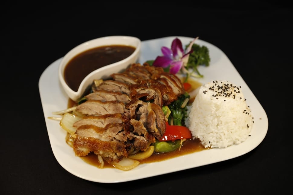 Duck, Yin Yang Restaurant, Eat, Rice, food and drink, black background preview