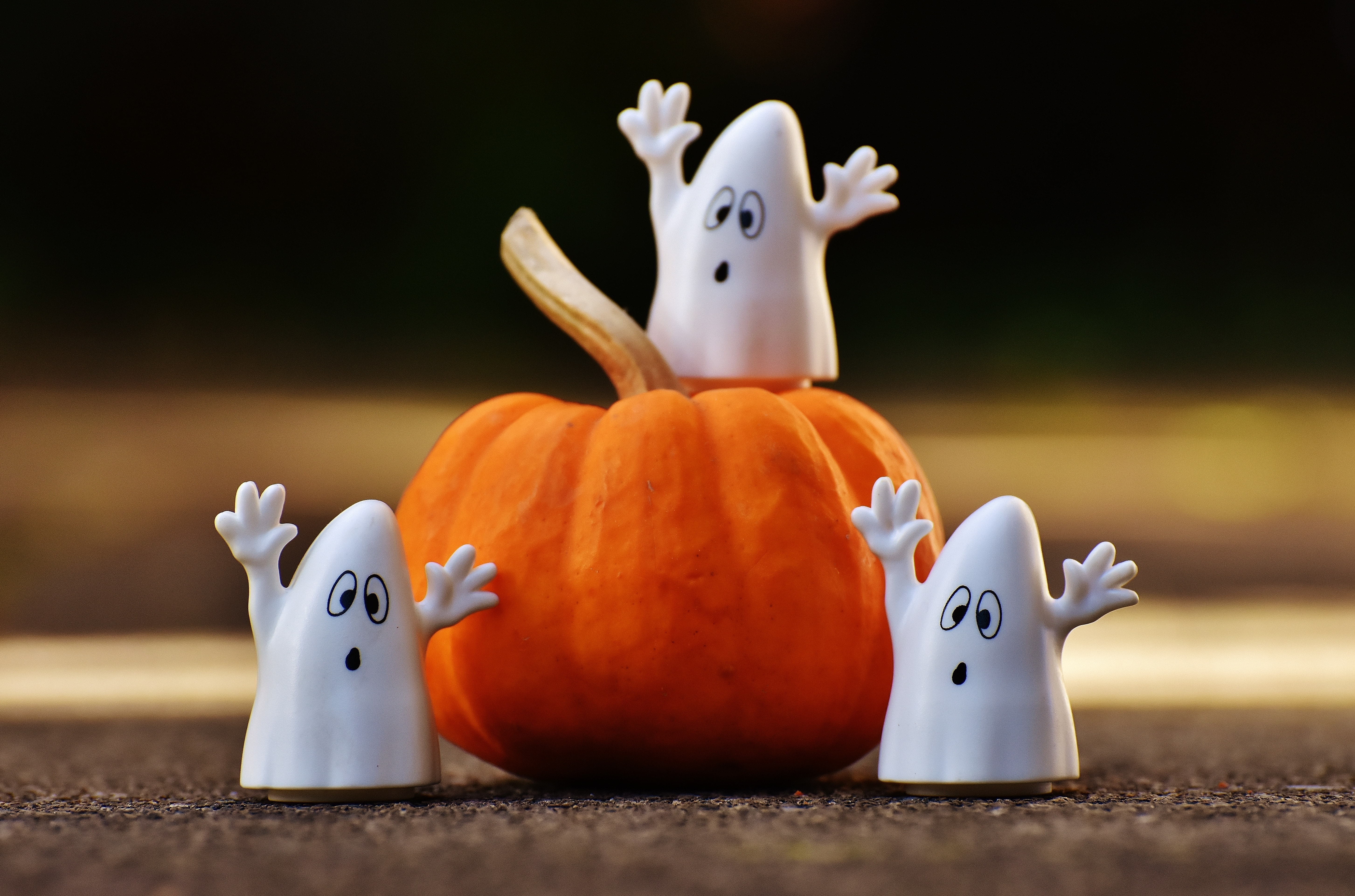 pumpkin and ghost ceramic decor