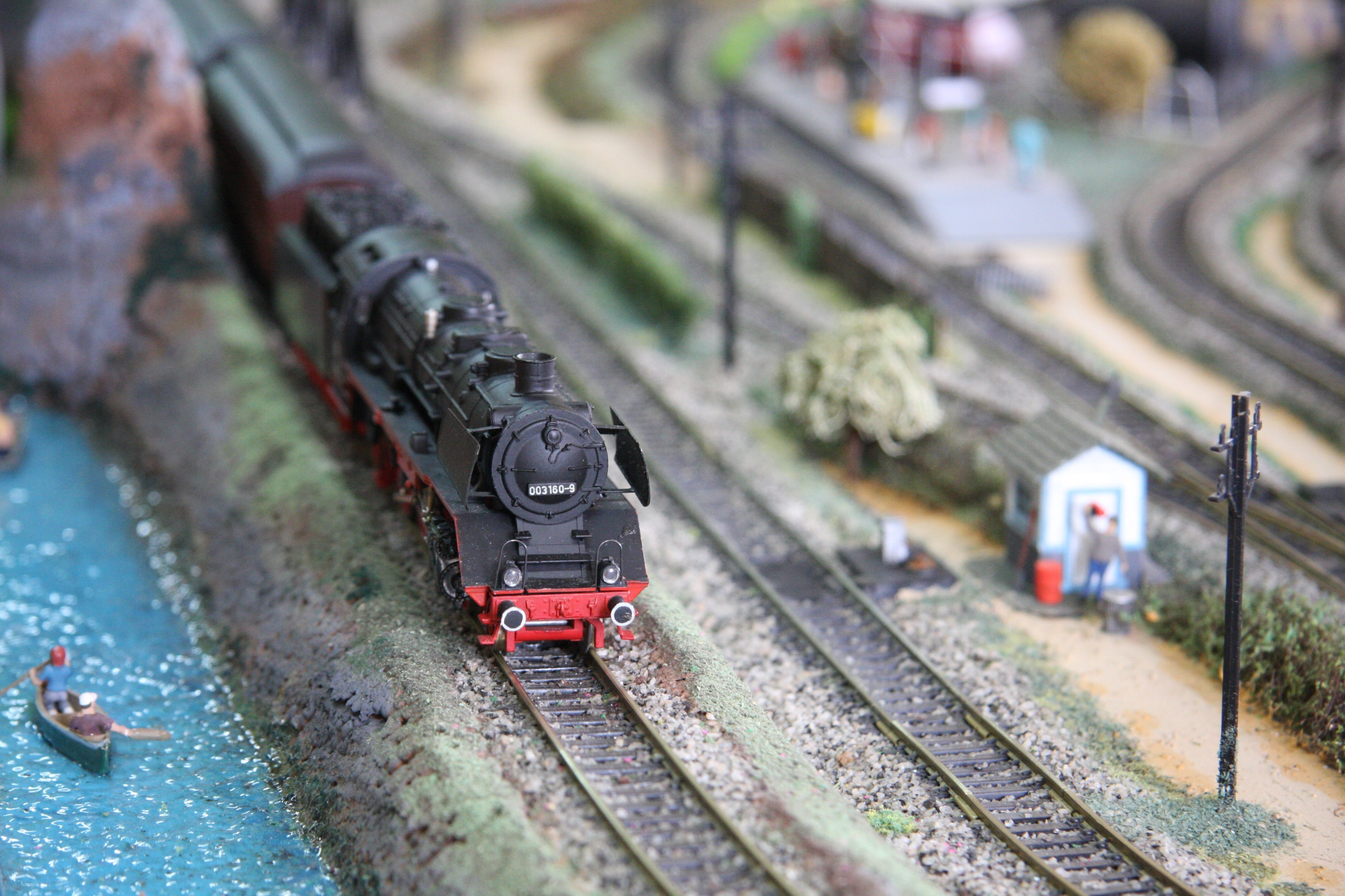 black and red train toy