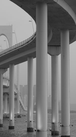 grayscale photo of concrete bridge thumbnail