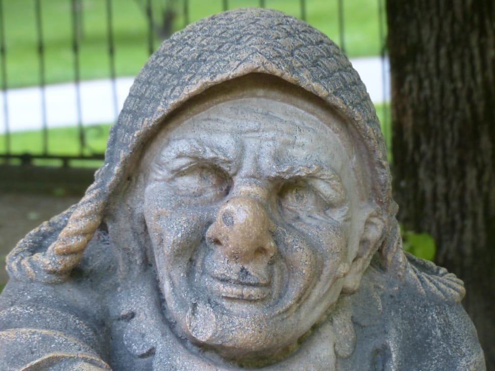 woman with critter hat concrete statuette preview