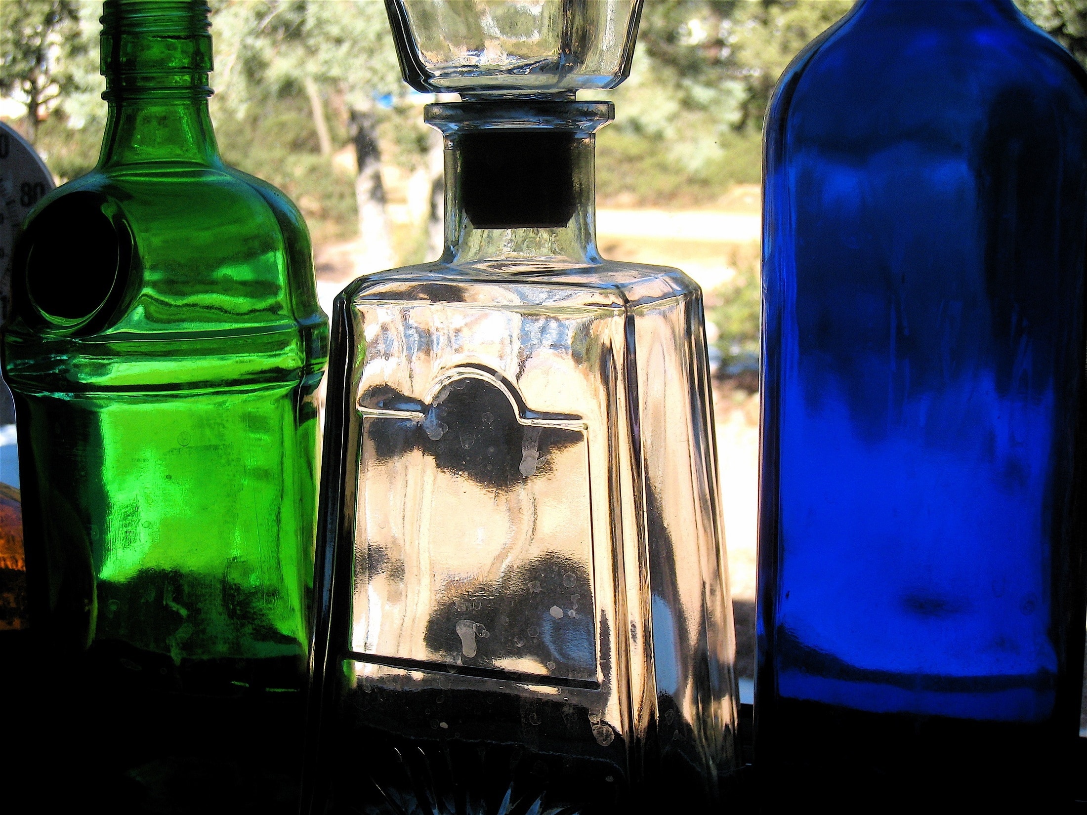 3 glass bottles