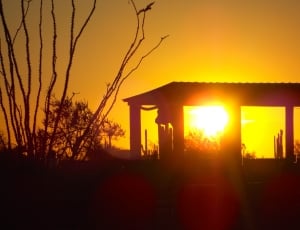 silhouette of shed during golden hour thumbnail