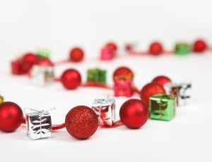 Celebration, Bauble, Bright, Ball, white background, red thumbnail