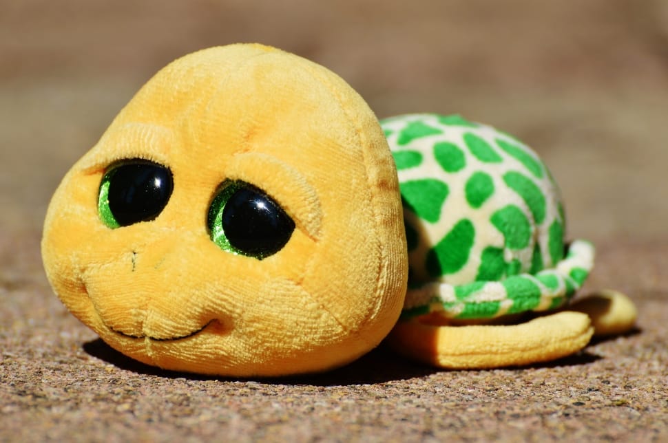 yellow green and white turtle plush toy preview