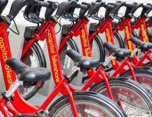 6 red capital bikeshare bicycles thumbnail