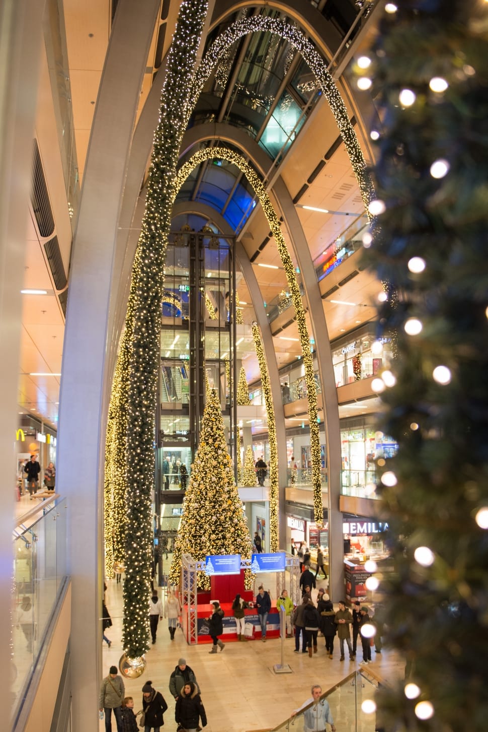 yellow christmas tree near elevator preview